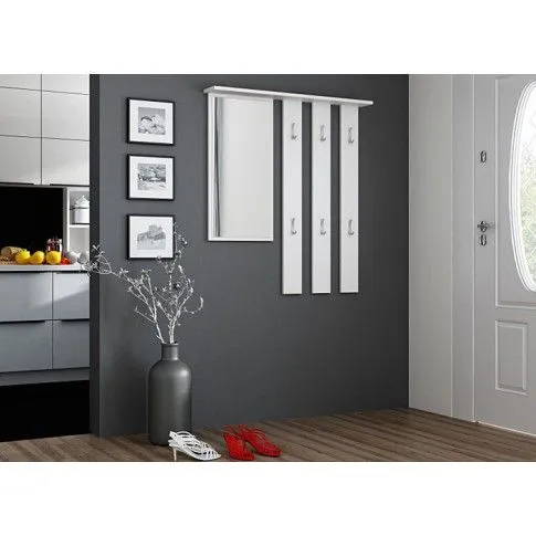 Zdjęcie biały wieszak ścienny z lustrem Muvo | Edinos.pl