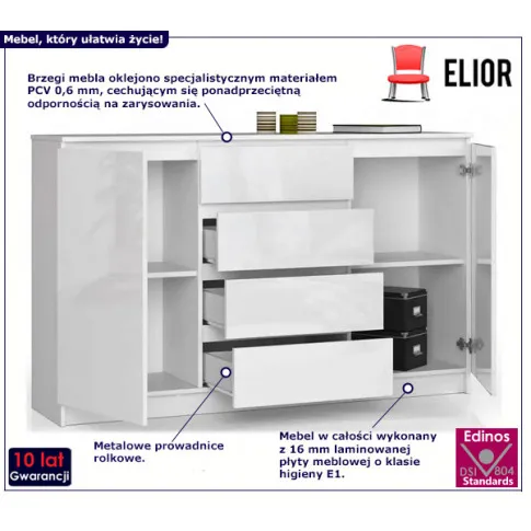 Długa komoda Gambi 4X biała