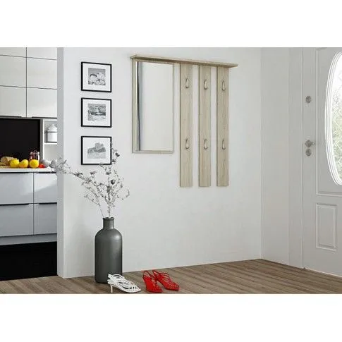 Zdjęcie wieszak na ubrania z lustrem dąb sonoma Muvo | Edinos.pl