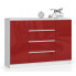 Młodzieżowa komoda z szufladami biała + czerwony połysk - Karius 4X 140 cm