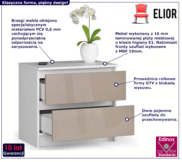 Komoda Mesa 4X biała+cappuccino