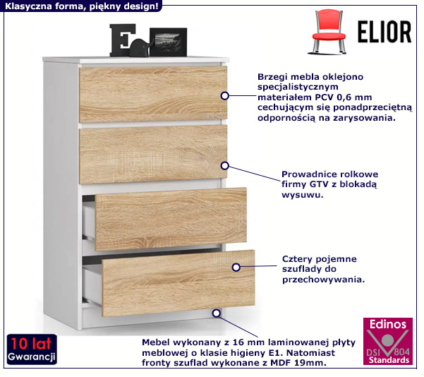 Komoda Ranti 3X biała+dab sonoma