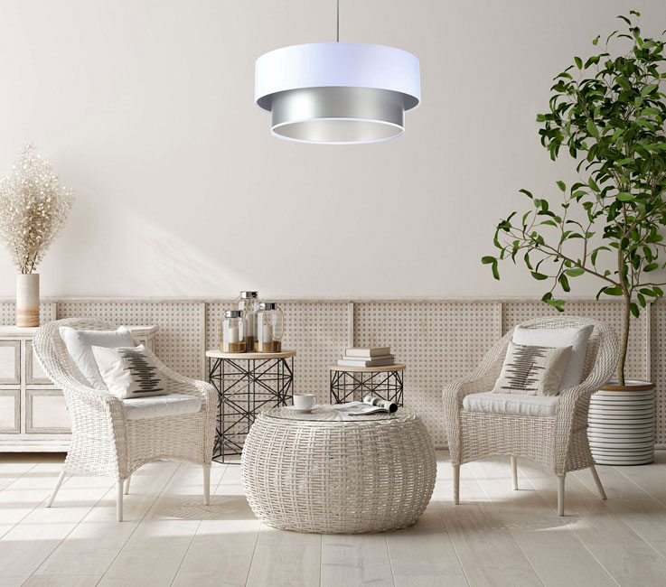 Lampa wisząca z okrągłym abażurem pokrytym satyną S420-Sted
