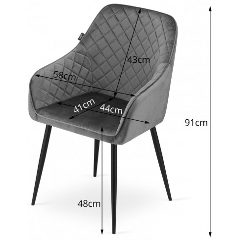 Wymiary krzesła welurowego z kompletu Koruco