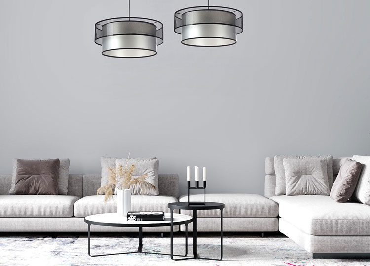 Srebrno-czarna lampa wisząca z siateczkowym abażurem S421-Wenge