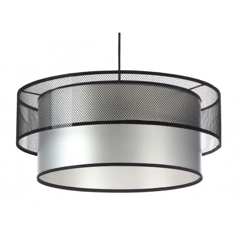 Srebrno-czarna lampa wisząca z abażurem nad stół S421-Karva