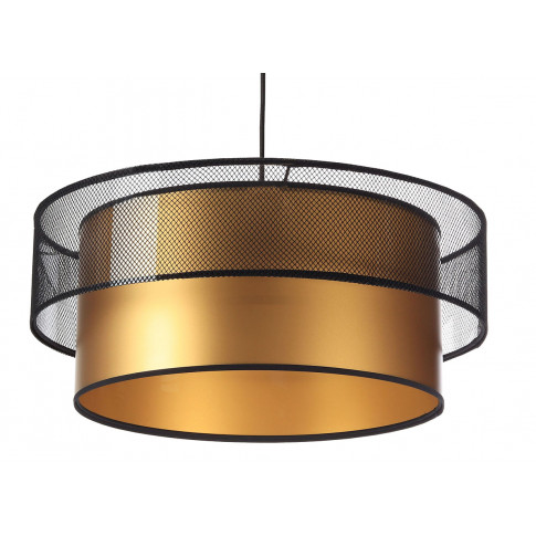 Czarno-złota lampa wisząca z siatkowym abażurem S421-Karva