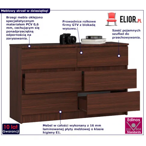 Komoda z sześcioma szufladami Diron 3X