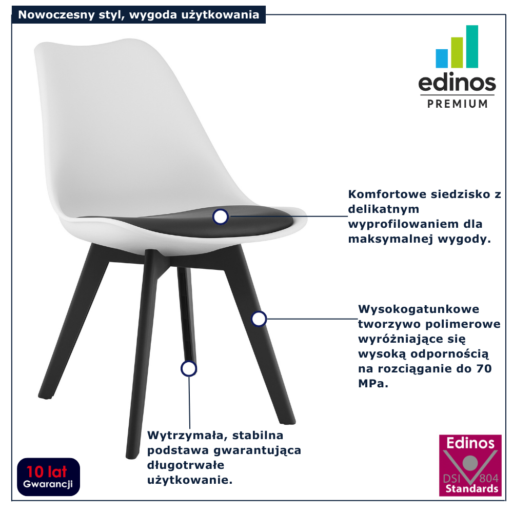 Czarnobiałe krzesło Ares