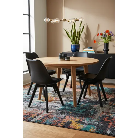 Komplet czarnych krzeseł kuchennych z czarną podstawą  Ares 4S