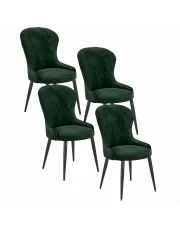 Komplet zielonych eleganckich krzeseł ludwik pikowanych 4 szt.  - Monaco 4S w sklepie Edinos.pl