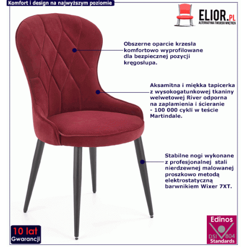 krzesło kordo bordowy