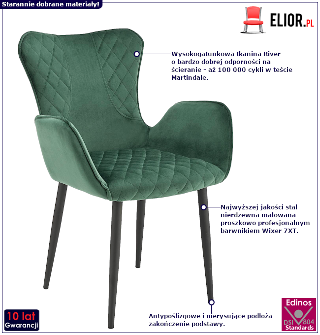 Produkt Zielone welurowe krzesło - Bremo