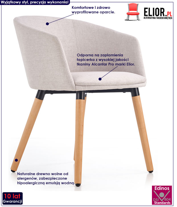 Beżowe krzesło skandynawskie Nelik