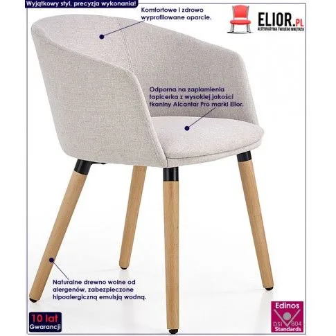 Fotografia Tapicerowane krzesło drewniane Nelik - jasny popiel z kategorii Krzesła