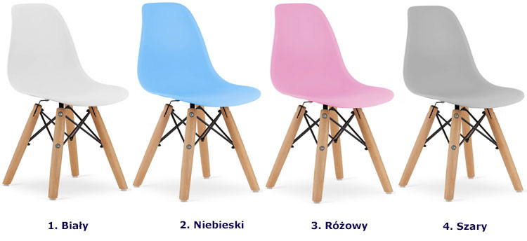 Kolory zestawu 4 sztuk dziecięcych krzeseł Suzi