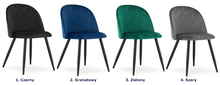 Dostępne wersje kolorystyczne kompletów krzeseł Batio 3S