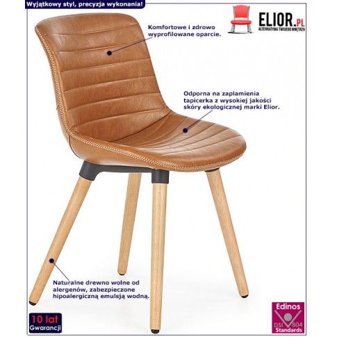 Fotografia Krzesło drewniane Lorien - brązowe z kategorii Krzesła