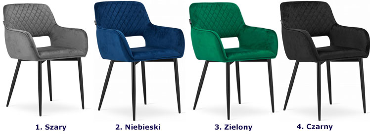 Wersje kolorystyczne kompletu 2 krzeseł tapicerowanych Rones