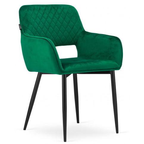 Zielone welurowe krzesło pikowane Rones