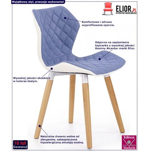 Fotografia Krzesło drewniane Kilmer - niebieskie z kategorii Krzesła