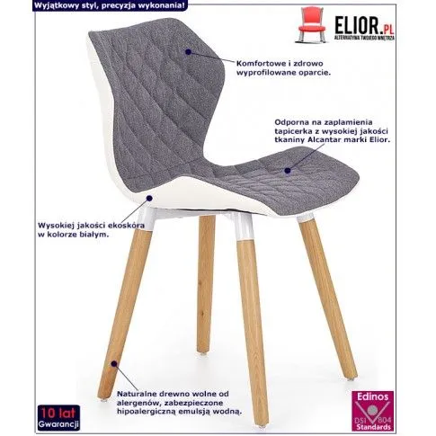 Fotografia Stylowe krzesło tapicerowane Comi - popielate z kategorii Krzesła