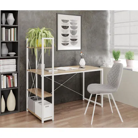 Wizualizacja wnętrza z loftowym biurkiem Lusso 2X bialy