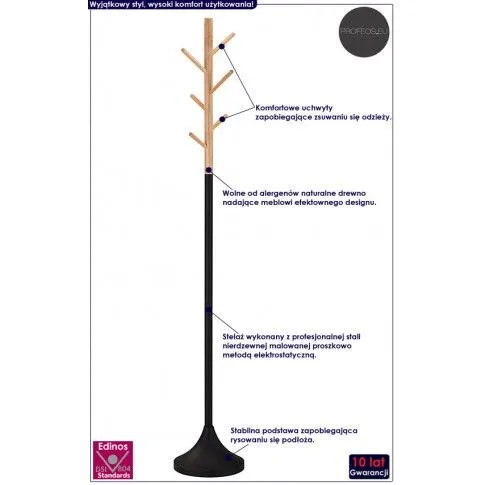 Szczegółowe zdjęcie nr 4 produktu Czarny stojący wieszak na ubrania - Uzet 13X