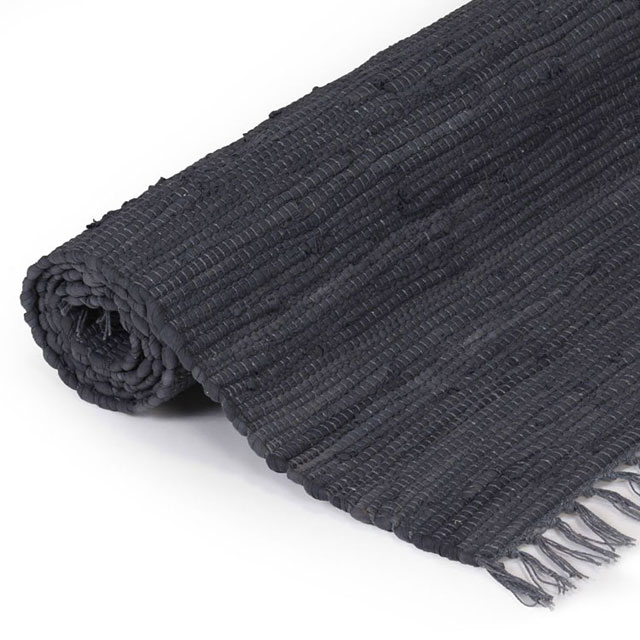 Antracytowy ręcznie tkany dywan boho Kevis