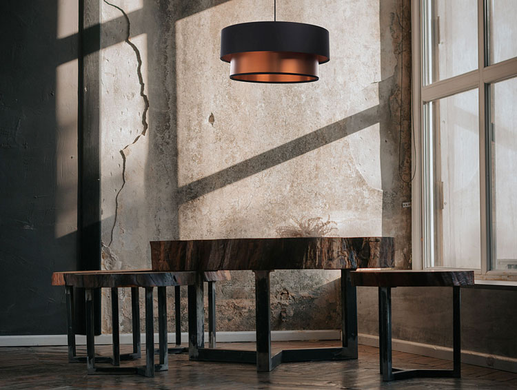 Dwuczęściowa okrągła lampa wisząca z abażurem nad stół S431-Combi