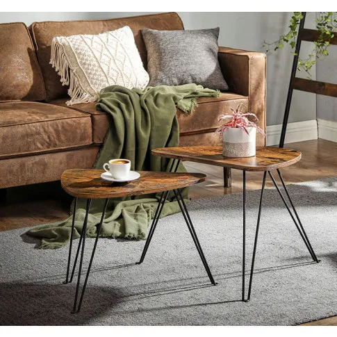 zestaw 2 sztuk industrialnych stolików kawowych cino wizualizacja