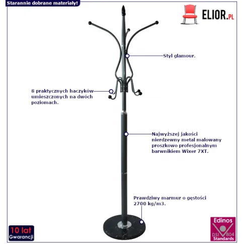 Szary metalowy wieszak Keno