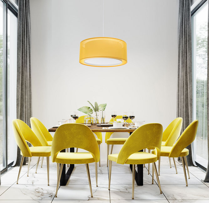 Żółta lampa wisząca z okrągłym abażurem Z434-Renzo