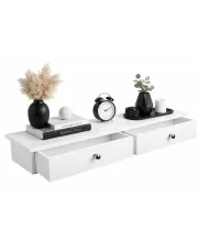Biała półka wisząca z 2 szufladami - Fiko w sklepie Edinos.pl