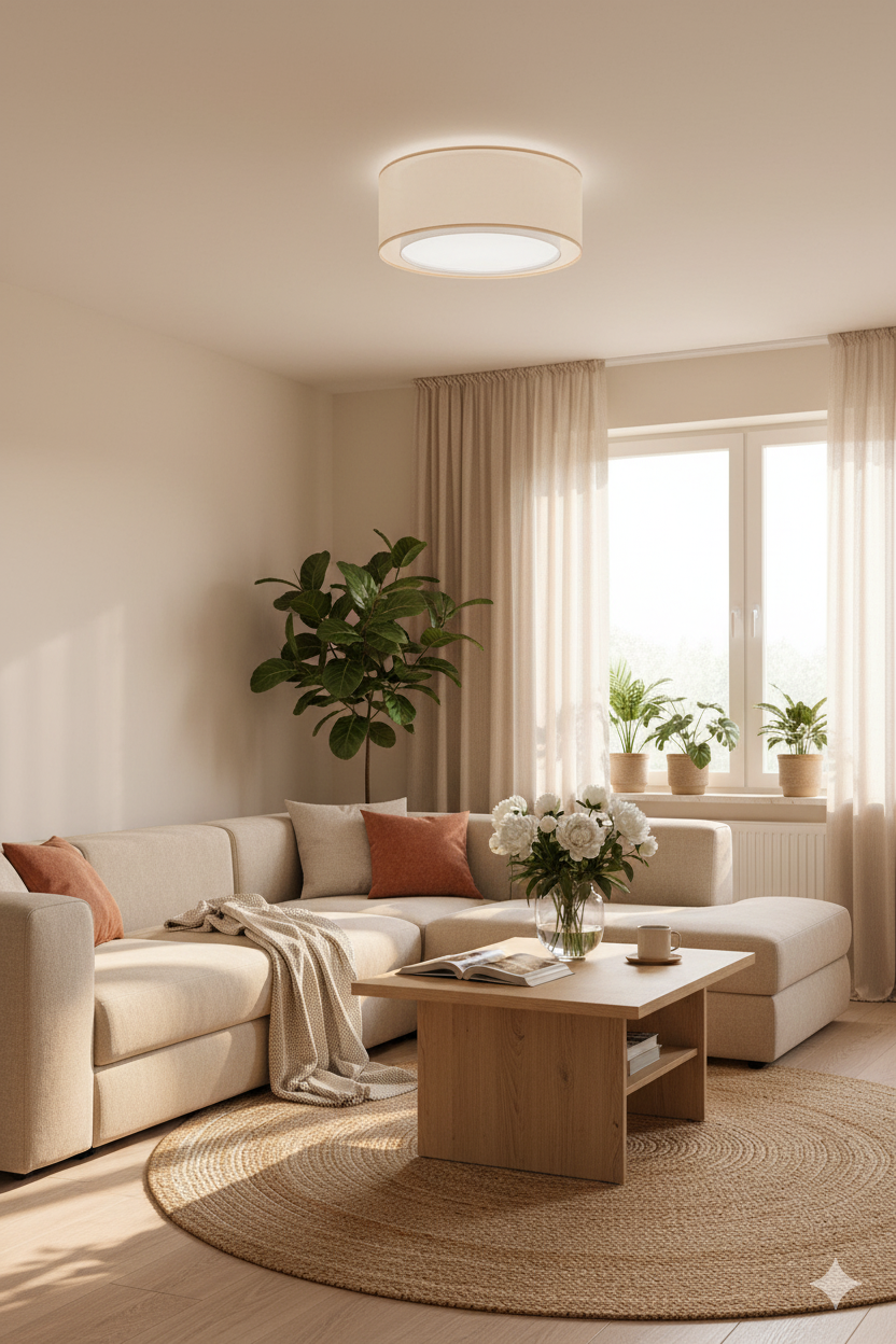 Aranżacja salonu z minimalistycznym plafonem sufitowym - S437-Vilena