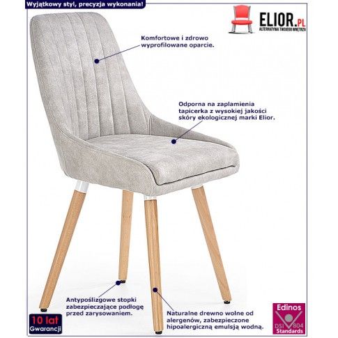 Fotografia Krzesło skandynawskie Eadon - popielate z kategorii Krzesła