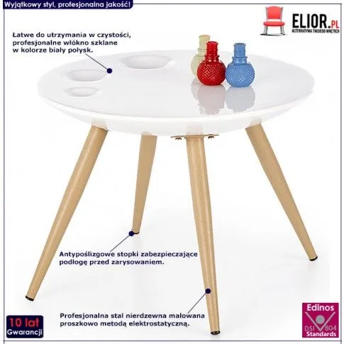 Fotografia Okrągła ława lakierowana Afton - biały połysk z kategorii Stoliki kawowe