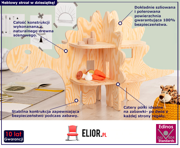 Niski regał dziecięcy Skay- dinozaur 2