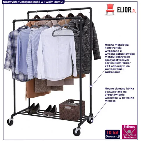 infografika wieszak na ubrania na 4 kółkach oreiro