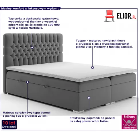 Wysokie hotelowe łóżko z pojemnikiem 200x200 Stilla