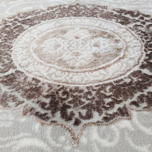 Brązowy prostokątny dywan z wzorem do salonu Logar 3X