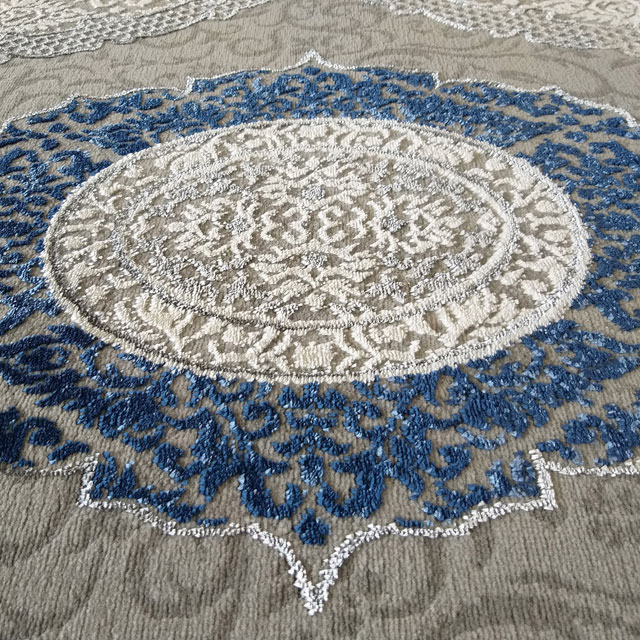 Szaro-niebieski prostokątny dywan w 5 rozmiarach z wzorami Logar 3X