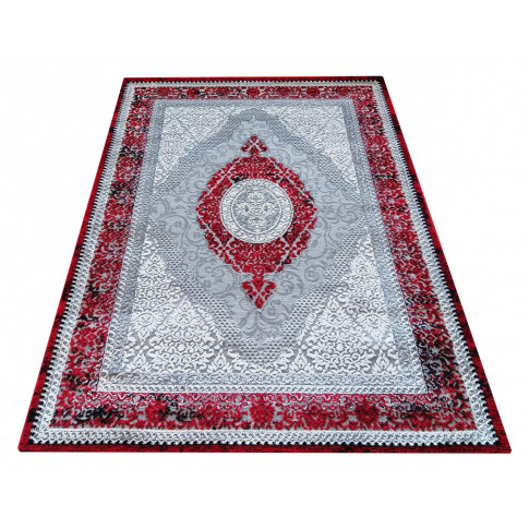 Szaro-czerwony dywan z wzorem z kilku rozmiarach Logar 3X