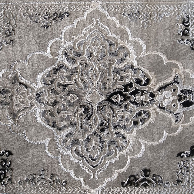 Szaro-czarny prostokątny dywan z wzorami do salonu Logar 4X