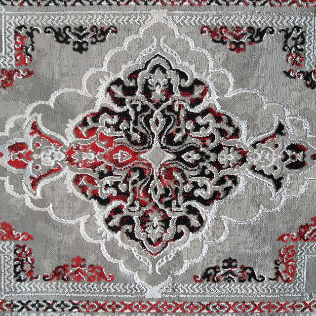 Szaro-czerwony prostokątny dywan z wzorem do salonu Logar 4X