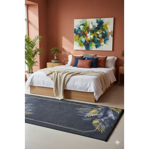 Czarny nowoczesny dywan w piórka   Sovi 1