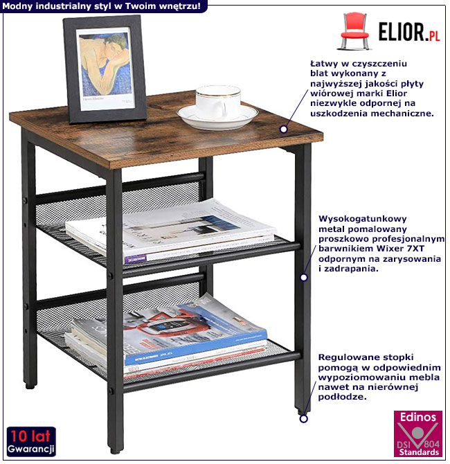 Infografika industrialnego zestawu 2 sztuk szafek nocnych Negro