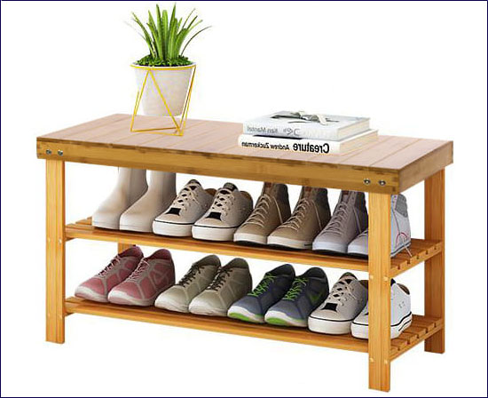 Wykorzystanie drewnianej półki na buty Spario