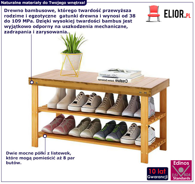 Infografika bambusowej szafki na buty Ragot
