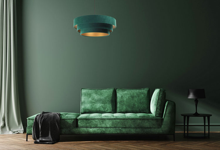 Zielona welurowa lampa wisząca z trzywarstwowym kloszem S441-Bonito